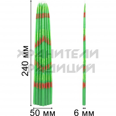 Зелёные Иерусалимские свечи, обожжённые Благодатным огнём.Пучок 33 штуки; h24.Арт.С-И-1/З